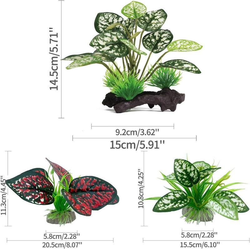 Moonorange Reptile Artificial Plants, Terrarium Plants Decorations Supplies, Aquarium Fish Tank Plant, Amphibian Habitat Hideout Tank Accessories(M Set-4pcs/B) - Image 2